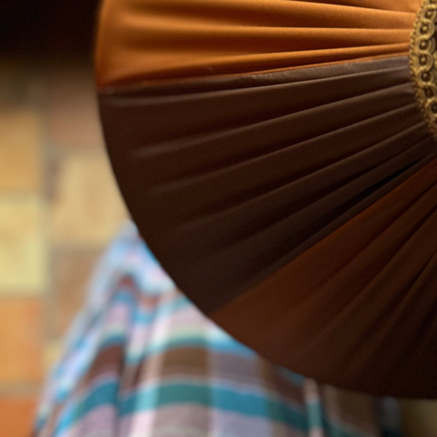 The Stripy Shade - Bronze & Brown Pleated Lampshade