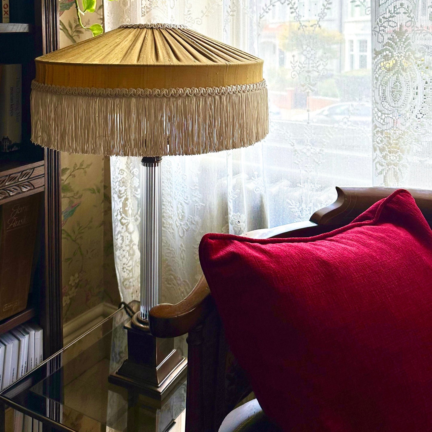The Peggy Silk Fringed Lampshade - Gold