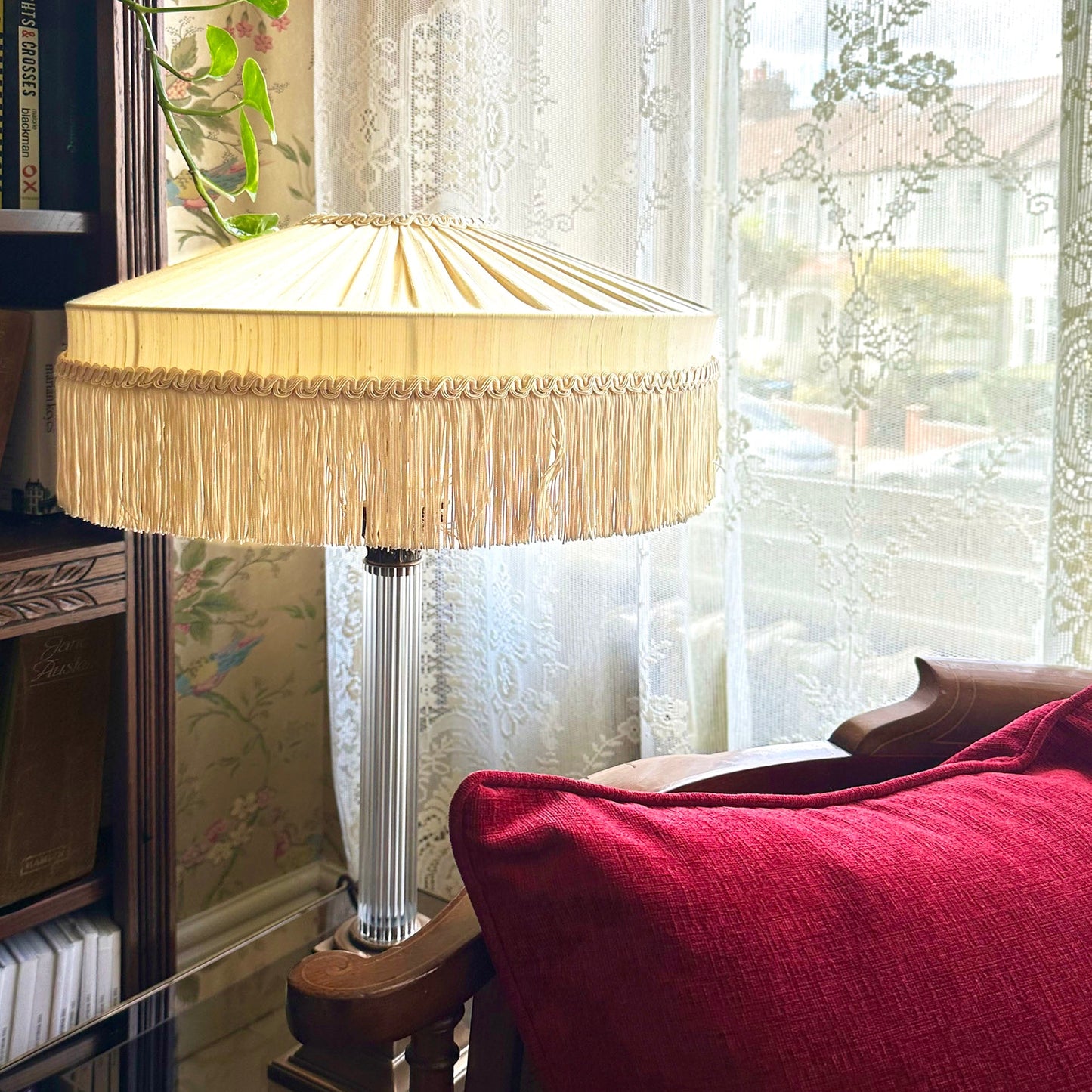 The Peggy Silk Fringed Lampshade - Ivory