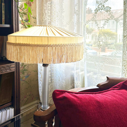 The Peggy Silk Fringed Lampshade - Ivory