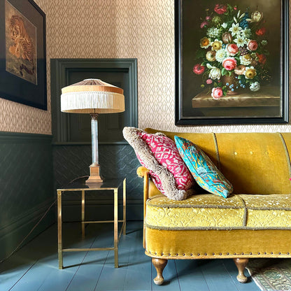The Peggy Silk Fringed Lampshade - Brown
