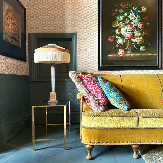The Peggy Silk Fringed Lampshade - Brown