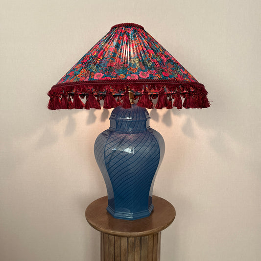 Blue Urn Lamp with Liberty Pleated Shade