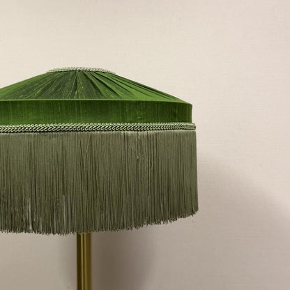 Green Silk Shade with Sage Fringe